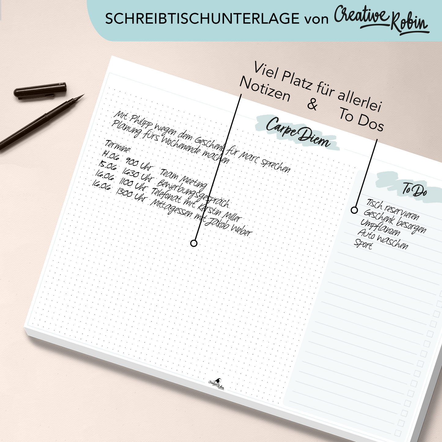 Schreibtischunterlage aus Papier mit To-Do Liste I DIN A3 mit 25 Blatt