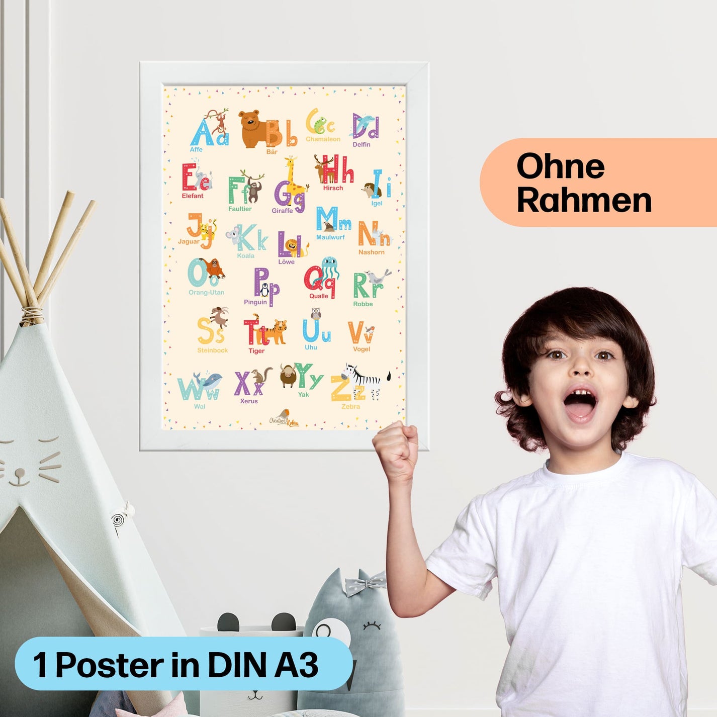 ️ ABC Lernposter mit Tieren 🦁 Kinderzimmer CreativeRobin