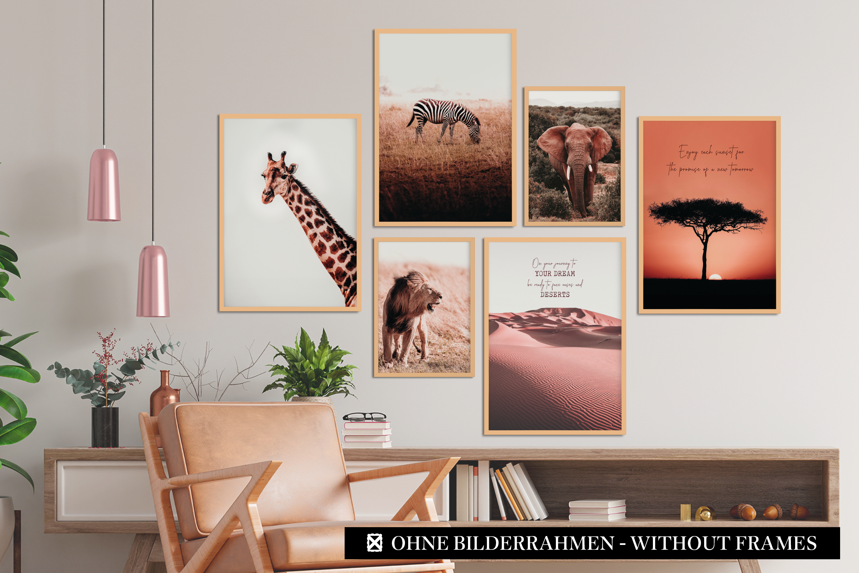 afrika « poster set als wohnzimmer deko | 4x a3 + 2x a4 wandbilder