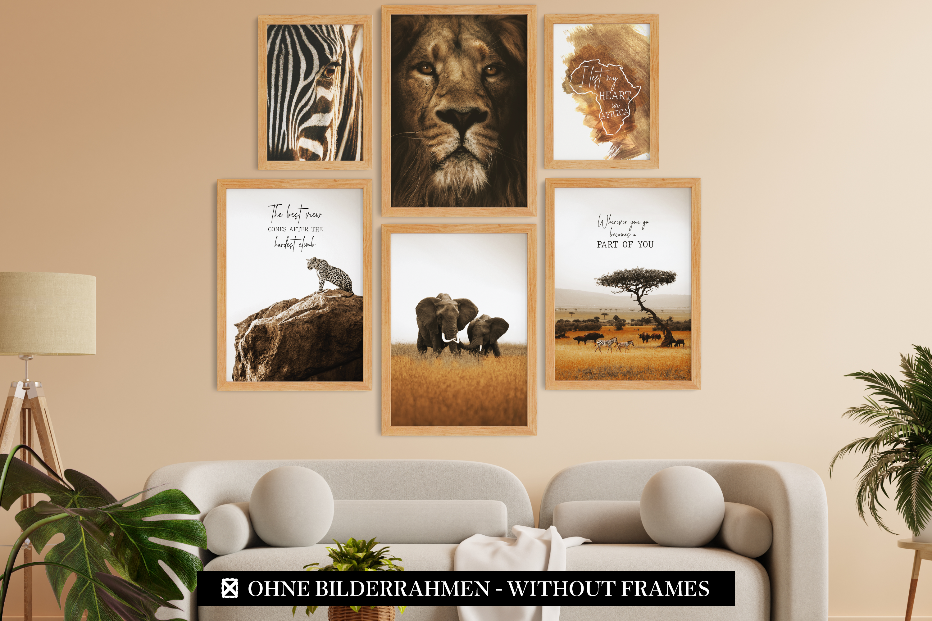 » afrika « poster set als wohnzimmer deko | 4x a3 + 2x a4 wandbilder  collage | ohne rahmen