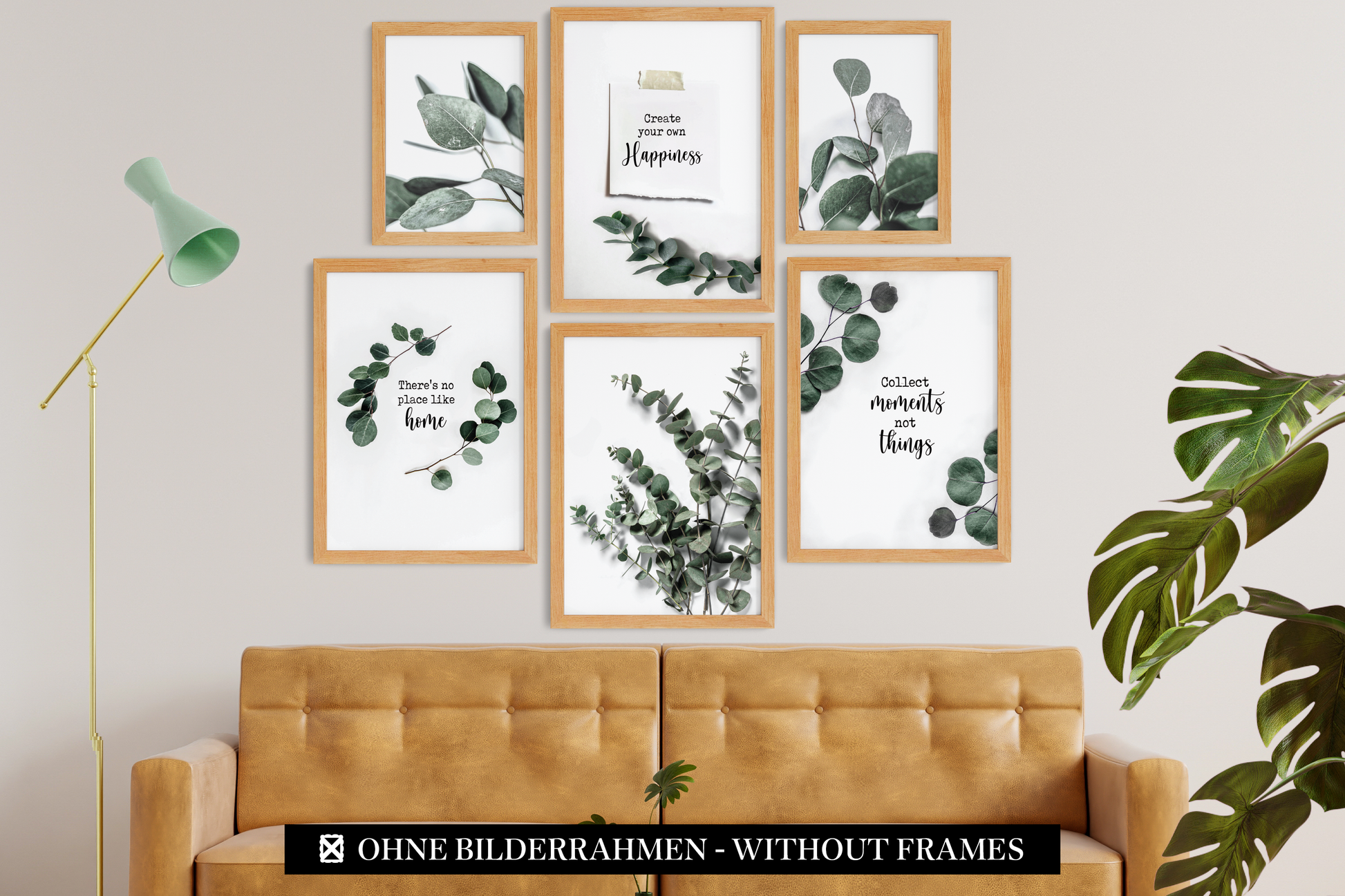 Wohnzimmer CreativeRobin Pflanzen « Set Eukalyptus als Poster & | – Deko Monstera 4x