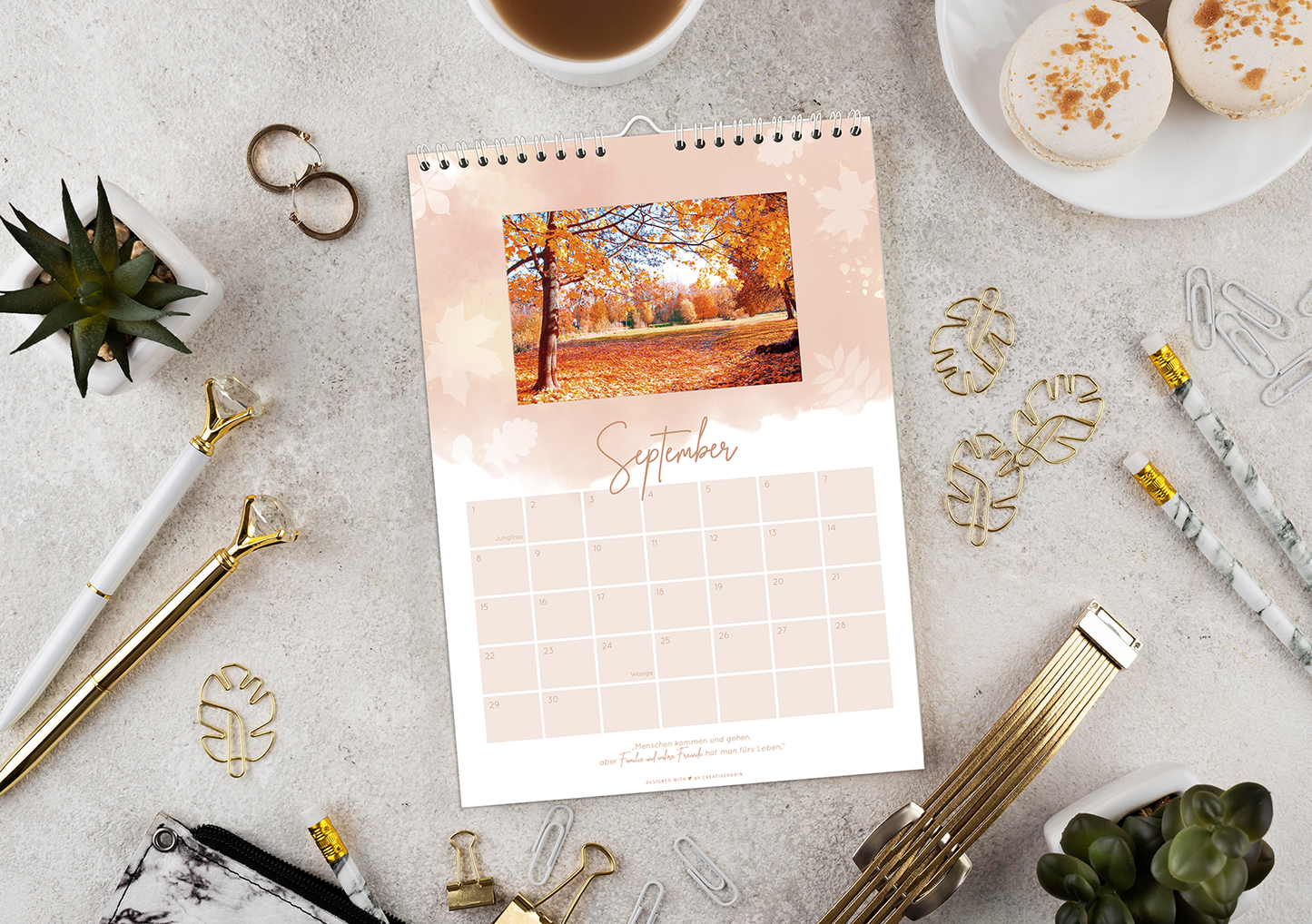 Fotokalender & Bastelkalender mit charmanten Sprüchen auf allen Seiten I Jahresunabhängiger Wandkalender