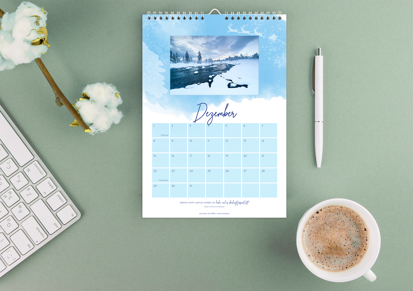 Fotokalender & Bastelkalender mit charmanten Sprüchen auf allen Seiten I Jahresunabhängiger Wandkalender