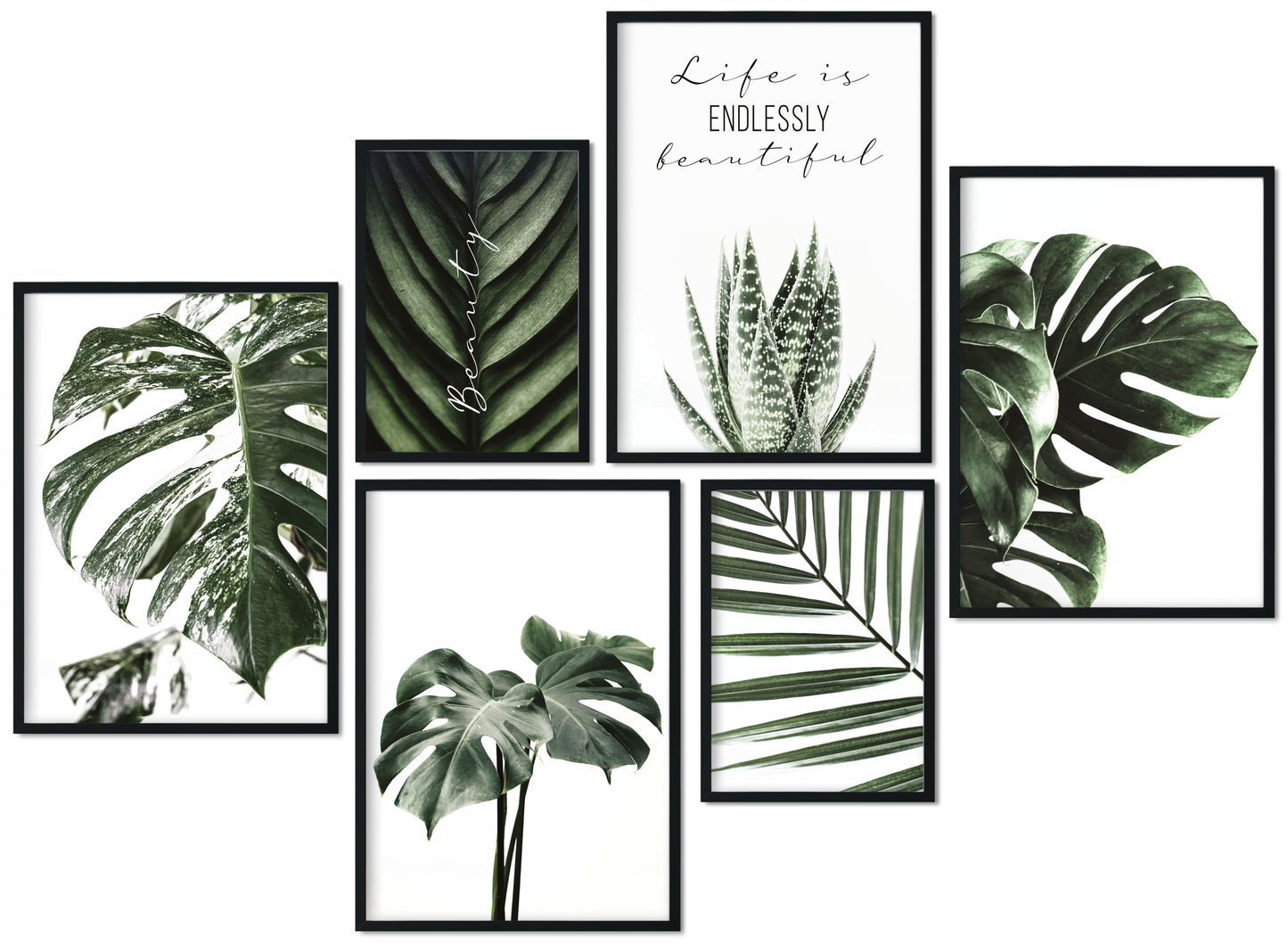 » Eukalyptus & Monstera Pflanzen « Poster Set als Wohnzimmer Deko | 4x A3 + 2x A4 Wandbilder Collage | ohne Rahmen